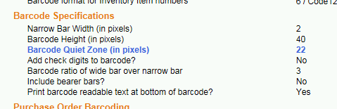 Barcode Specification Recommendations